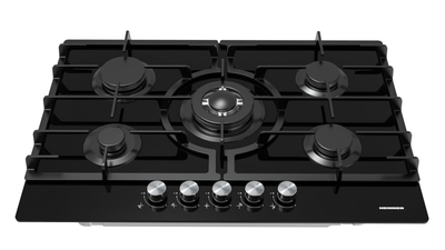 Pianurë me gaz Heinner HBH-M705IWFGBK, 75 cm, 5 zona gatimi, xham i zi