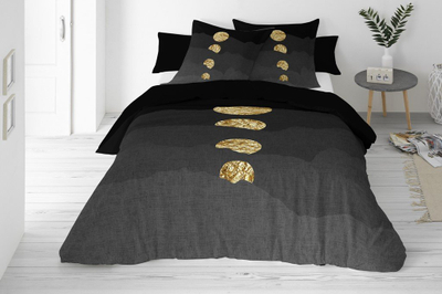 Komplet çarçafësh Satin Bedding Geometry, 220x200 cm, pambuk sateni, zi edhe ar