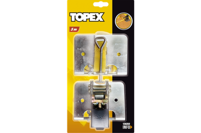 Set shtrëngues laminati Topex 13A350, rrip 5m, 25mm, i verdhë