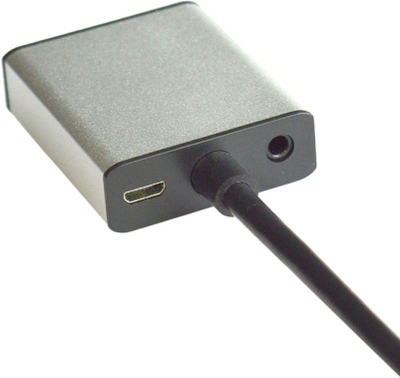 Adaptues video audio VALUE HDMI në VGA, 15 cm, me audio 3.5 mm, argjendtë e zi