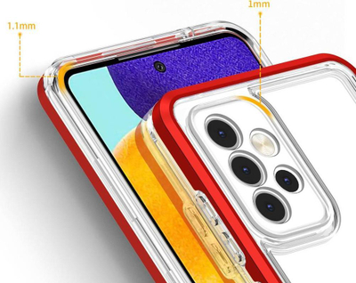 Maskë telefoni për Samsung Galaxy A33 5G, transparente, 3 në 1, me kornizë të kuqe