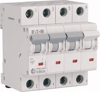 Shkëputës automatik Eaton XPole Home 3P+N, 6A, 6kA, i bardhë