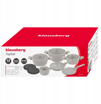 Set tenxheresh dhe tiganësh Klausberg KB-7967, 12 pjesë, alumin i derdhur, veshje jo ngjitëse, bezhë