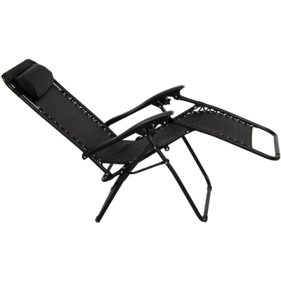 Шезлонг градинарска столица Saska Garden Chaise Lounge, склоплива, 175x52x110cm, црна