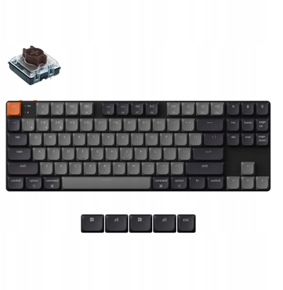 Tastierë mekanike wireless Keychron K1 QMK Version 6 K1X H3, me profil të ulët, me lidhje pa tela, gri
