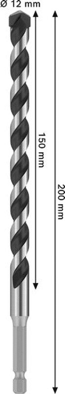 Spiral stërvitje për gur Bosch PRO HEX-5 2608706994, 12mm, 200mm, gri