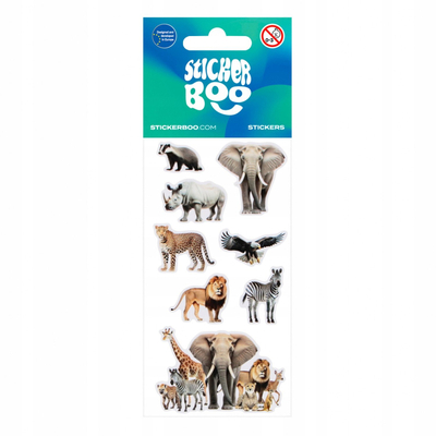 Ѕидна налепница Sticker Boo Wild Animals, 66x126 cm, повеќебојна