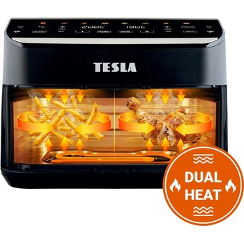 Fritezë me ajër Tesla AirCook DualHeat QD464 XXL, me dy shporta, 360° TotalAirFlow, e zezë