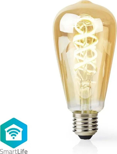 Llambë smart Nedis SmartLife LED Filament ST64, E27, 4.9W 360lm, dritë e ngrohtë në të ftohtë, qelq transparent