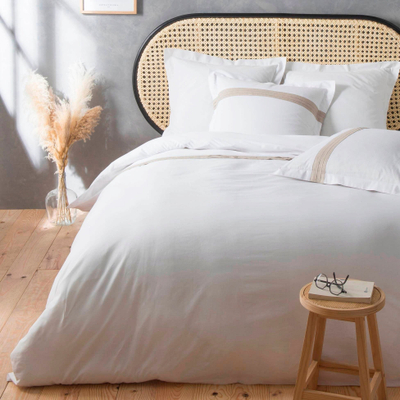 Комплет постелнина Douceur d'intérieur Cotton Bedding, 240x220 cm, мешавина од памук со лен, бела