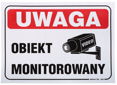 Stiker sigurie Signwell Attention Monitored Object N 25x17, për xham, i verdhë