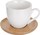 Set filxhanësh Orion, porcelani 120 ml, pjatëza bambuje, 6 copë, të bardha