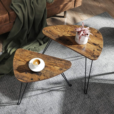 Set tavolina kafe Loft Two-piece, 2 pjesë, stil rustik, kafe