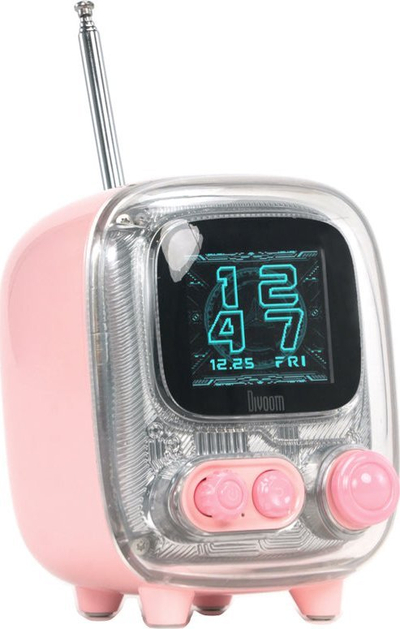 Altoparlant Bluetooth Divoom Tiivoo 2, me ekran LED, me radio FM, rozë