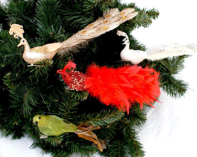 Zbukurim pemë Saska Christmas Pallua dekorativ, me kapëse, me pupla, ngjyrë ari