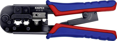 Presa krimpimi Knipex 97 51 10 SB, për fisha RJ11 RJ45, shumëfunksionale, e zezë
