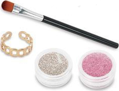 Set kozmetik për kalamaj Set For Making Tattoos, tatuazhe të përkohshme, glitter për thonj, shumëngjyrësh