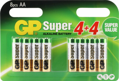 Bateri GP Super Alkaline AA, 1.5V, pako me 8 copë