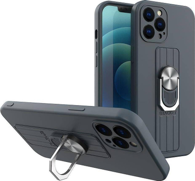 Kapak silikoni Hurtel Ring Case për Samsung Galaxy S22 Ultra, me unazë për gisht dhe qëndrim, blu