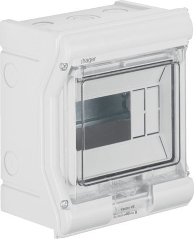 Kuti shpërndarje modulare Hager Vector VE106PN, 1x6, IP65, e bardhë
