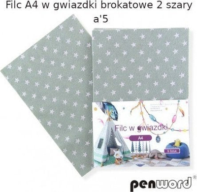 Set fletë filci Penword A4 me yje, 5 copë, gri