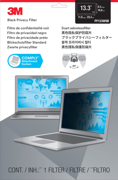 Filter privatësie për laptop 3M PF133W9B, 13.3", mat, transparent