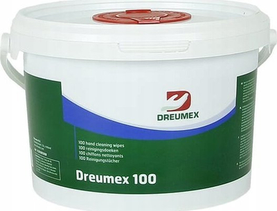 Peceta për pastru duart Dreumex 100, 100 copa, kovë plastike, të bardha