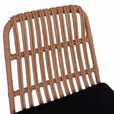 Stol bar Allegra HM5452, kornizë metalike, wicker, bezhë