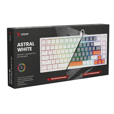 Гејминг тастатура Savio ASTRAL WHITE JADE, USB, RGB, бела