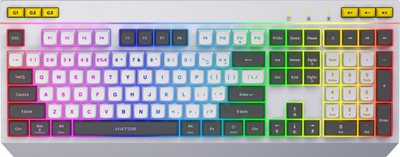 Tastierë gaming Hator Icefall, RGB, kabllo 1.8m, e bardhë