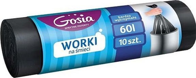 Кеси за ѓубре Gosia LDPE, 60L, 10 парчиња, црни
