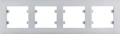 Kornizë elektrike Hager Lumina Intense WL5742, 4-fishe horizontale, argjendi