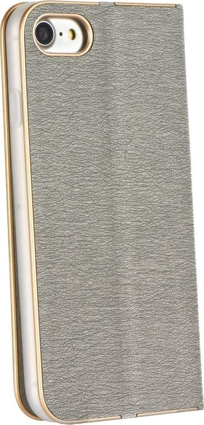 Korçe telefoni Luna Book Gold për Samsung A50, me qëndresë, ngjyrë argjendtë