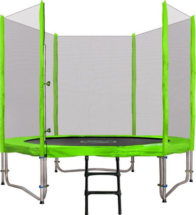 Trampolinë për kalamaj SkyRamiz Green Garden 244 cm 8FT, me rrjetë mbrojtëse, me pajisje, jeshile