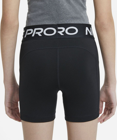 Pantallona të shkurtra sportive Nike Pro Big Girls 3", Dri FIT, për goca, të zeza