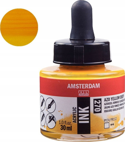Bojë akrilike Amsterdam Acrylic Ink Azo Yellow Deep, 30ml, e verdhë e thellë