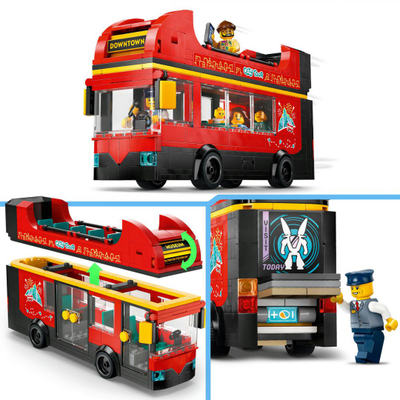 Set LEGO City Red Double Decker Coach 60407, 384 pjesë, 7+ vjeç, i kuq