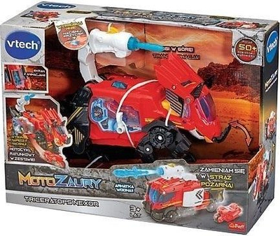 Интерактивна играчка VTech Motozaurs Triceratops Nexor, со светла и звуци, повеќебојна