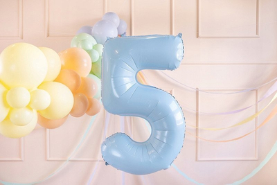 Balonë folie Partydeco numri 5, 72 cm, blu e çelët