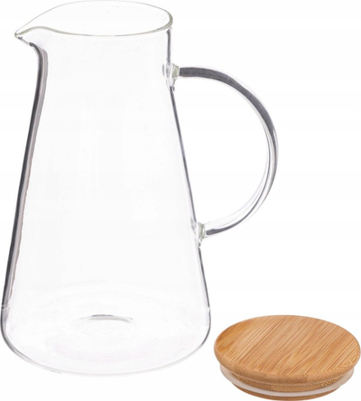 Karafë xhami Atmosphera Classic, 1.5L, me kapak bambuje, transparente