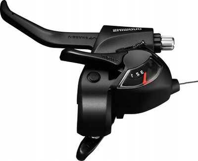 Levë frenash dhe marshe biçiklete Shimano ST EF41 L Ez Fire Plus, 3 shpejtësi, për timon të drejtë, e zezë