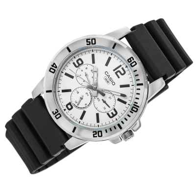 Orë dore Casio MTP-VD300-7B, kronograf, për meshkuj, e zezë