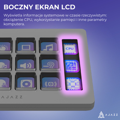 Kontroller streaming Ajazz AKP153E, 15 taste LCD, USB Type C, i bardhë