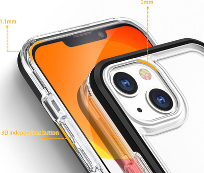 Mbrojtëse telefoni Hurtel Hybrid Armor, iPhone 13 Mini, xhel 3 në 1, transparente me kornizë të zezë