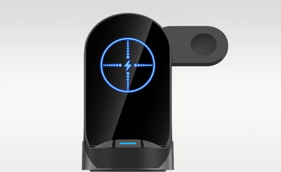 Karikues wireless Budi 3 në 1, 15W, USB-C, i zi