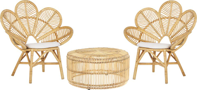Set bistro Beliani Florentine Limni, ratan me jastëkë, për ballkon dhe tarracë, beige