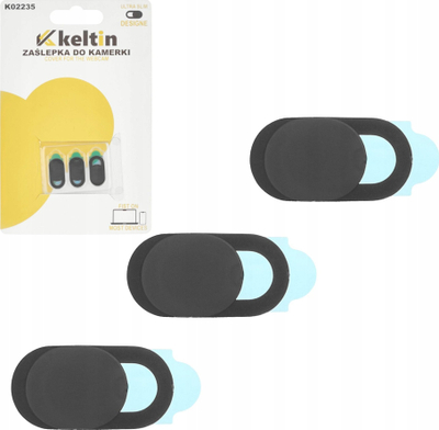 Kapak mbrojtës kamere për laptop dhe smartphone, set 3 copë, i zi
