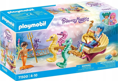 Set lodrash Playmobil Princess Magic 71500, botë nënujore, karrocë me kal deti, shumëngjyrësh