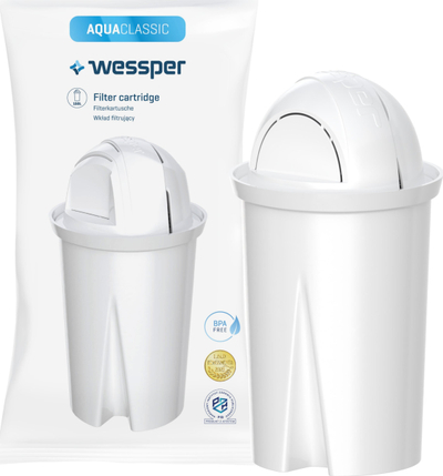 Shishe filtruese uji Wessper AquaClassic Basic 2.5L, plastike, e bardhë