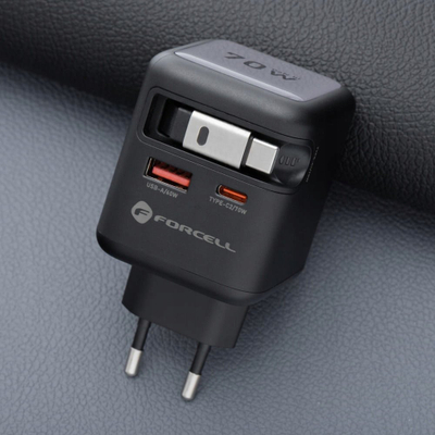 Karikues makine Forcell GaN III, 70W, USB C dhe USB A, i zi